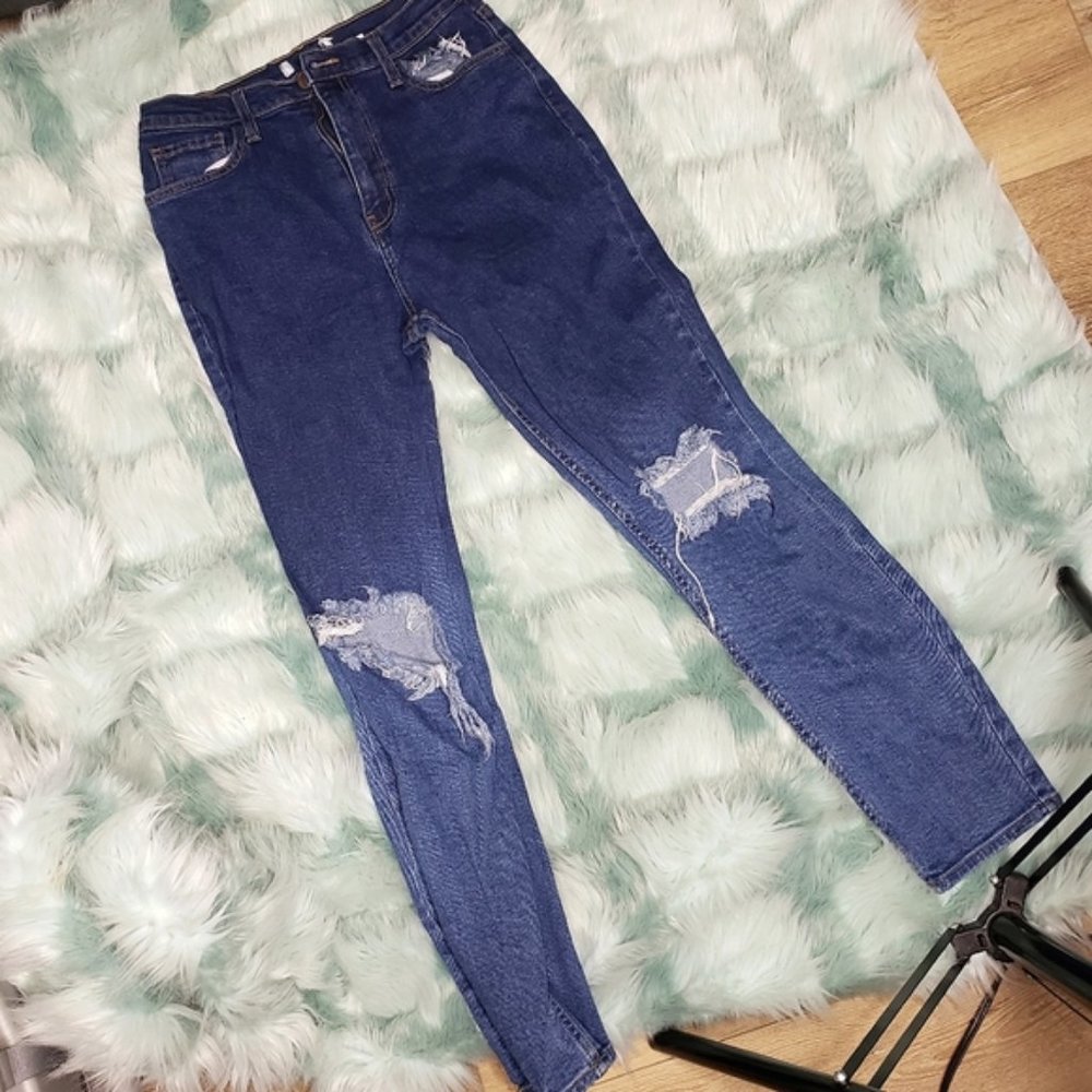 Vibrant M.I.U Distressed Stretch Skinny Jeans 13 (W30) Ombre Fade